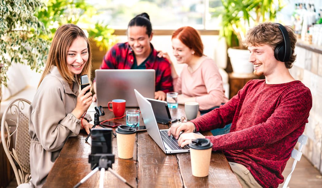 Group of Influencers Creating Content